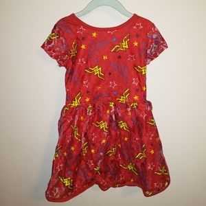 Kids wonder woman dress & headband size 4/5t red K-104